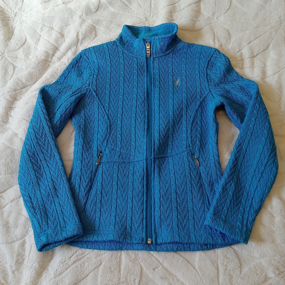 Spyder Core Blue Cable Knit Zip-Up Jacket